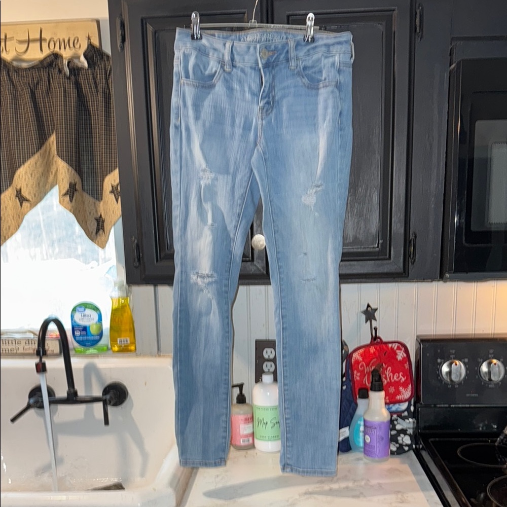 American Eagle Outfitters Blue Skinny Jeans Distressed